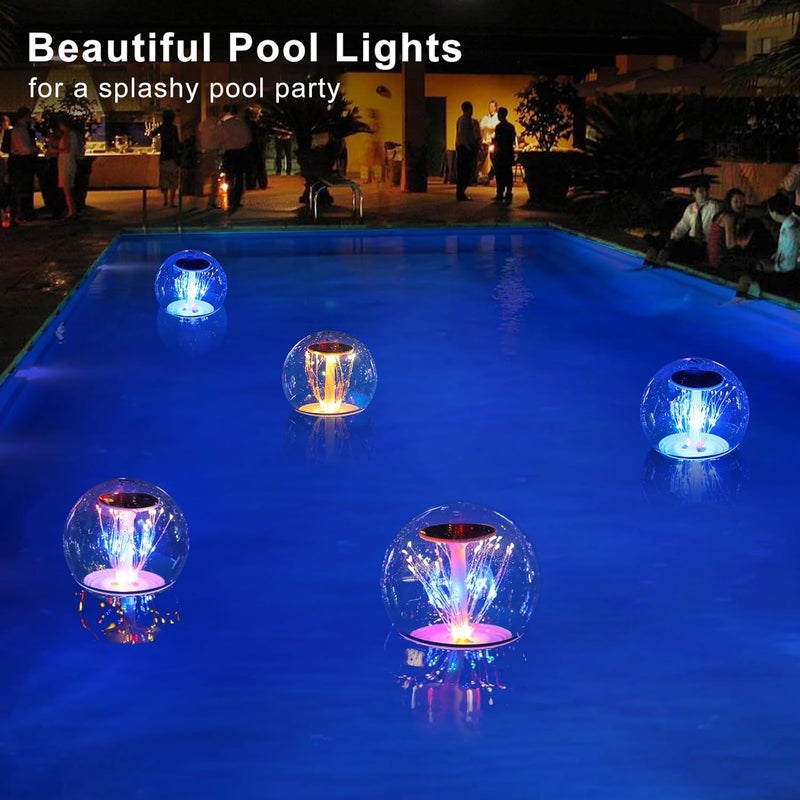 LENONE Store Floating Pool Lights, Waterproof Fireworks Solar Pool Lights That Float, 7" Color Changing Led Solar Floating Light Balls for Pond Party Garden Decorations, Cool Outdoor Decor (Black, 1 PCS) - Image 2